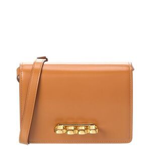 Alexander Mcqueen Four Ring Leather Shoulder Bag, Brown